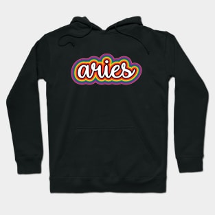 Aries Astrology Script Typography Gay Pride Rainbow Hoodie